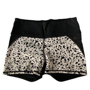 Athleta Womens L Black White Stealth Spandex Shorts Running Active